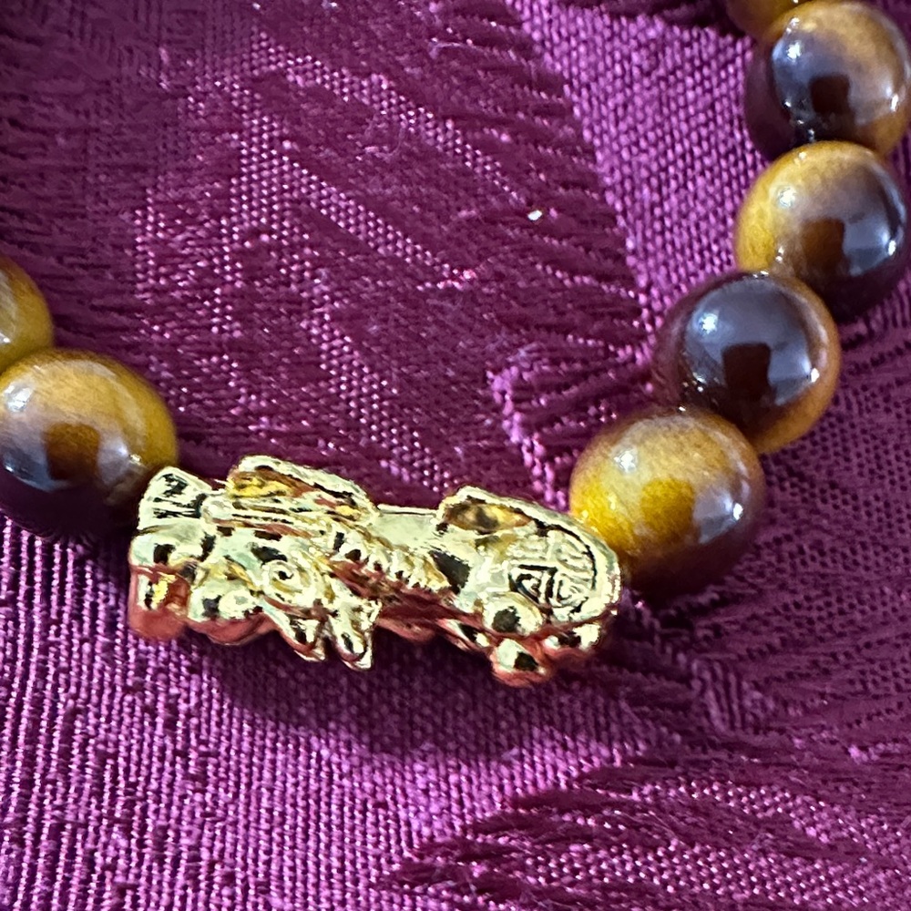 Elegant Gold and Brown Beaded Bracelet - Picture 3 of 4